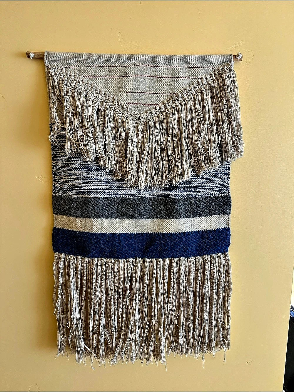 Large Woven Fringe Wall Hanging — 24" x 39"